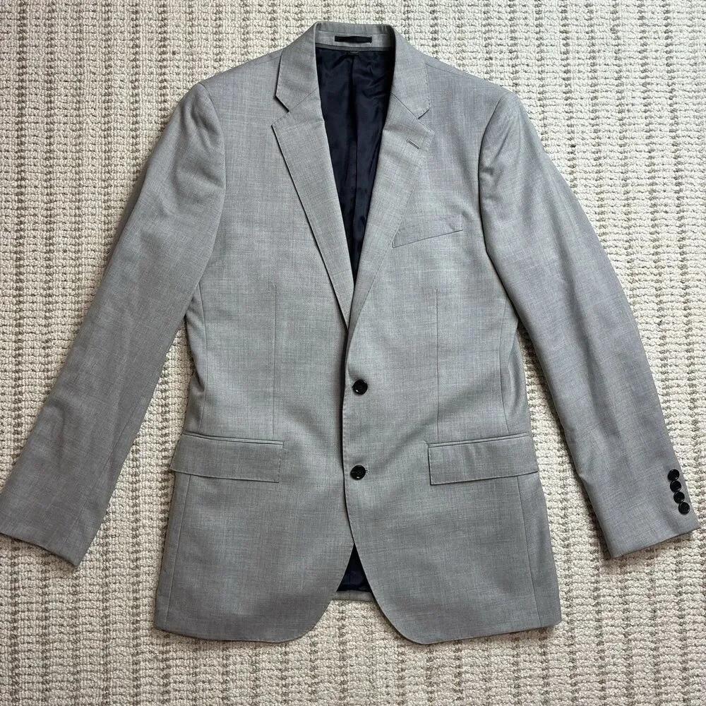 J Crew Ludlow Loro Piana Blazer Jacket 40L Gray 100% Wool Luxury Designer Preppy